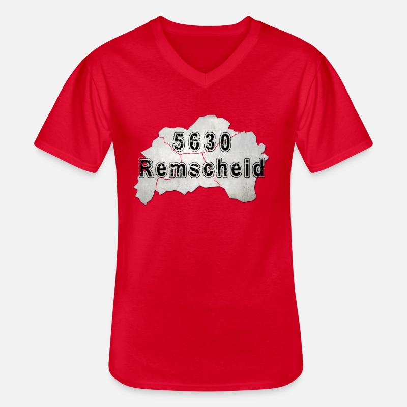 Remscheid 5630 Postkartenstil - Männer-T-Shirt mit V-Ausschnitt - Rot