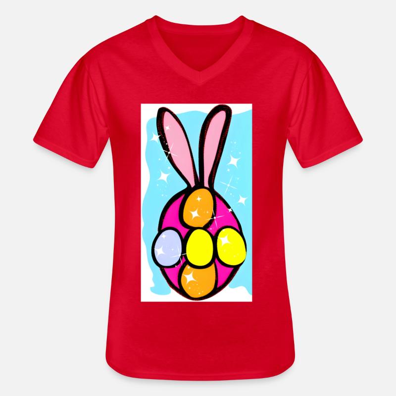 Bunte Osterhasen-Eier Illustration - Männer-T-Shirt mit V-Ausschnitt - Rot
