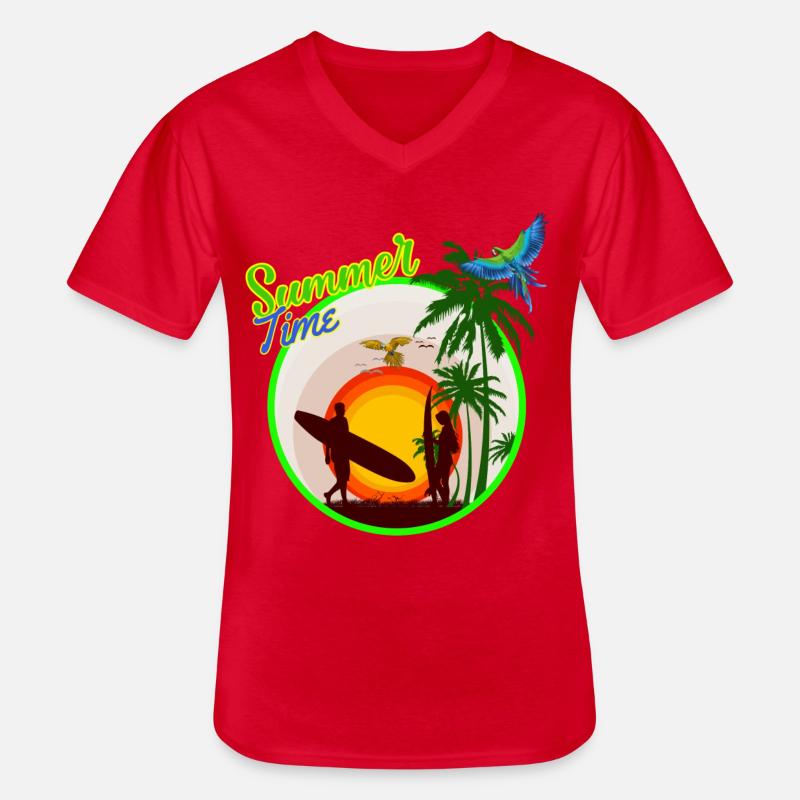 Sommerzeit - Männer-T-Shirt mit V-Ausschnitt - Rot