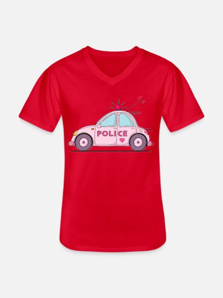 Polizeiauto Police Rosa - Männer-T-Shirt mit V-Ausschnitt - Rot