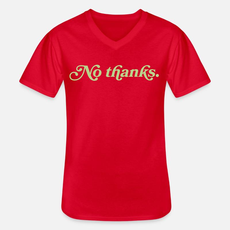 No thanks – Minimalistisches Statement - Männer-T-Shirt mit V-Ausschnitt - Rot