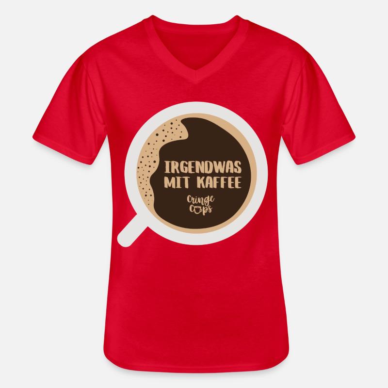 Irgendwas mit Kaffee - Männer-T-Shirt mit V-Ausschnitt - Rot