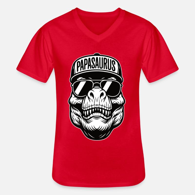 Papasaurus Skull - Männer-T-Shirt mit V-Ausschnitt - Rot