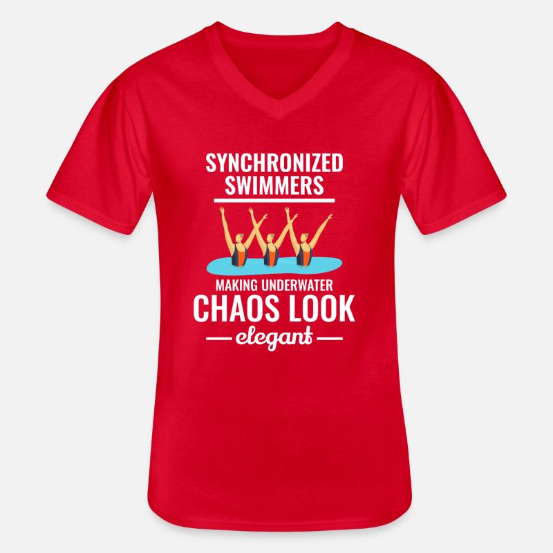Synchronschwimmer: Unterwasserchaos - Männer-T-Shirt mit V-Ausschnitt - Rot