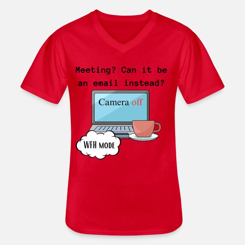 Treffen lustige WFH ändern Computermodus Arbeit. - Männer-T-Shirt mit V-Ausschnitt - Rot