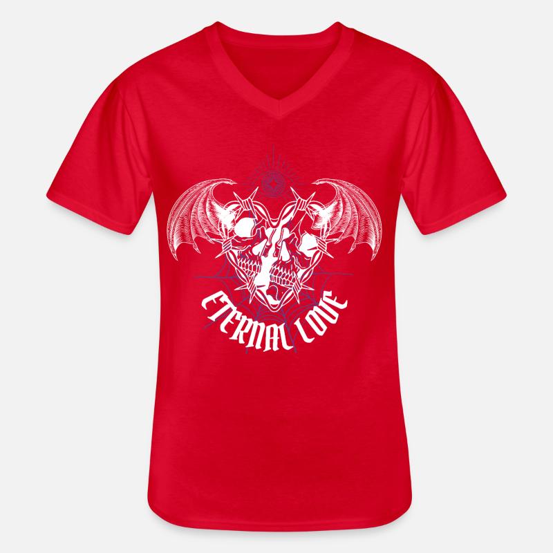Ewige Liebe Gothic Schädel - Männer-T-Shirt mit V-Ausschnitt - Rot