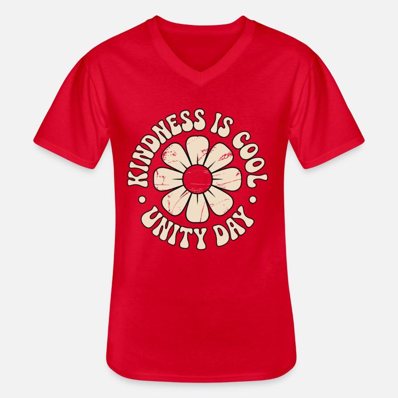 Freundlichkeit Einheit Blumen Postive Botschaft - Männer-T-Shirt mit V-Ausschnitt - Rot