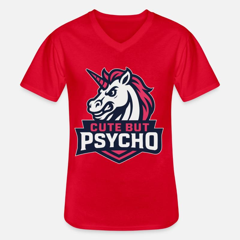 Freches Einhorn mit Spruch - Männer-T-Shirt mit V-Ausschnitt - Rot