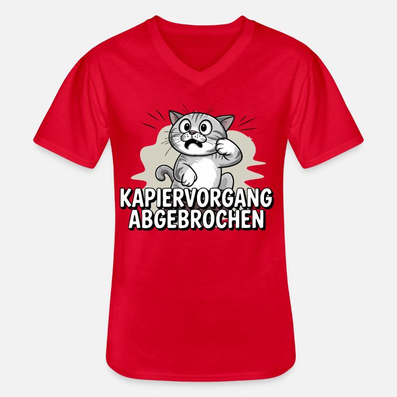 Kapiervorgang abgebrochen – Katze verwirrt - Männer-T-Shirt mit V-Ausschnitt - Rot