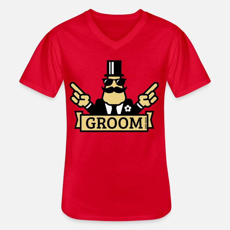 Zeigender Bräutigam (Junggesellenabschied / Junggesellenabschied / 3C) - Männer-T-Shirt mit V-Ausschnitt - Rot