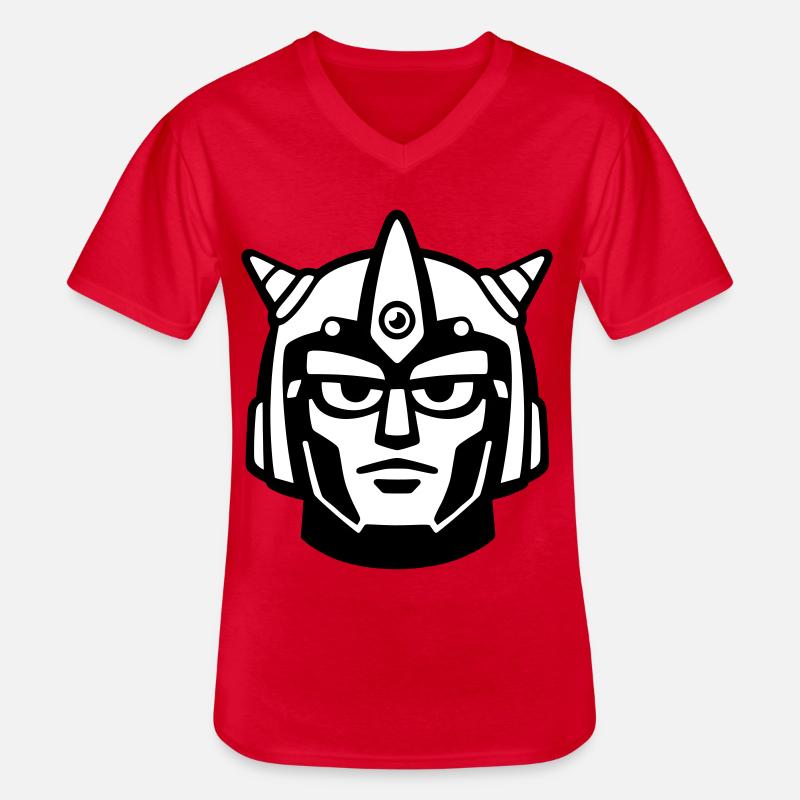 Casque de visage robot Doomforge - T-shirt col V Homme - rouge
