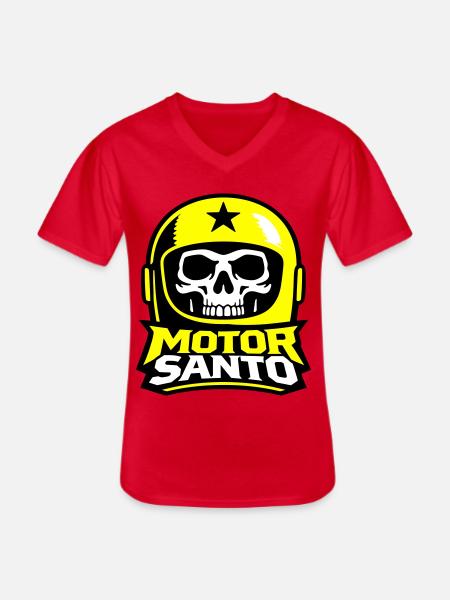 Motor Santo Skull Logo - Men's V-Neck T-Shirt - red