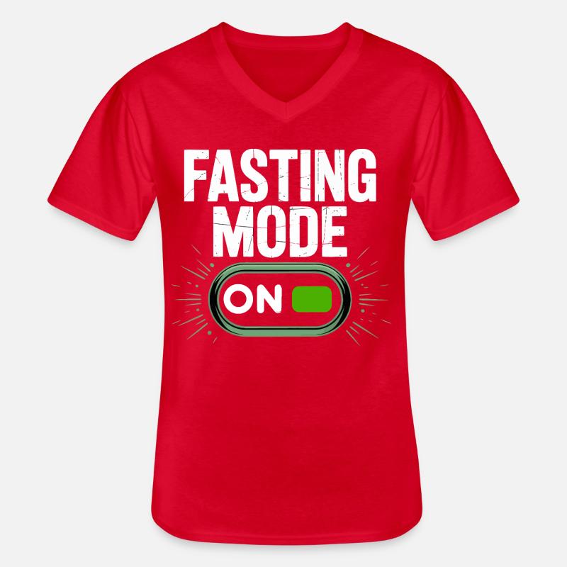 Fasting Mode ON Switch Design - Männer-T-Shirt mit V-Ausschnitt - Rot