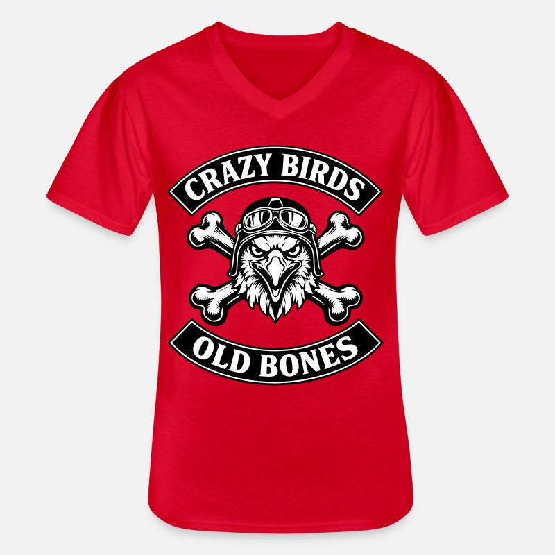 Crazy Birds - Old Bones - Männer-T-Shirt mit V-Ausschnitt - Rot