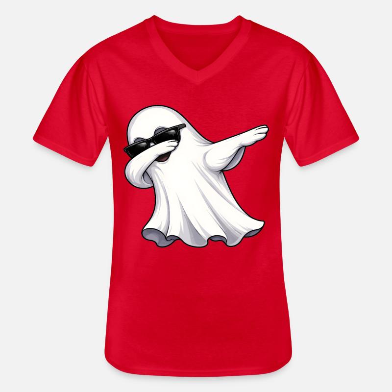 Dabbing Geist - Männer-T-Shirt mit V-Ausschnitt - Rot