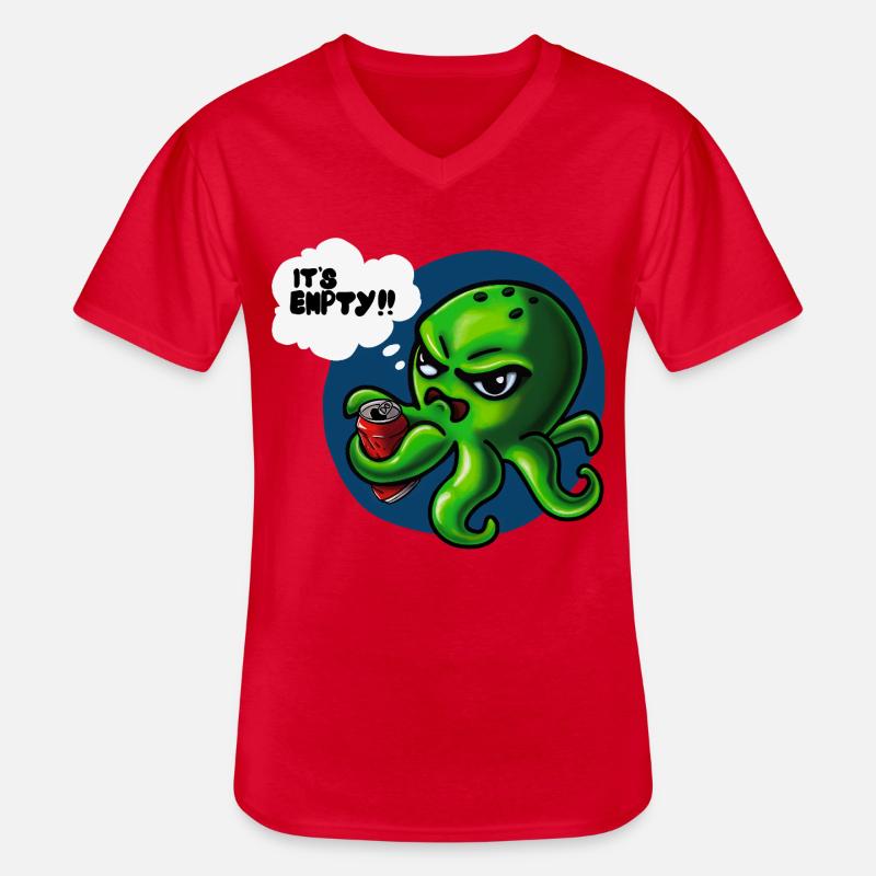Grumpy Kraken - Männer-T-Shirt mit V-Ausschnitt - Rot