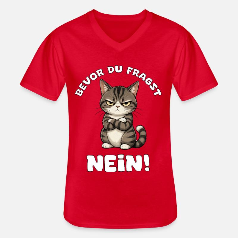 Bevor du fragst Katze - Männer-T-Shirt mit V-Ausschnitt - Rot