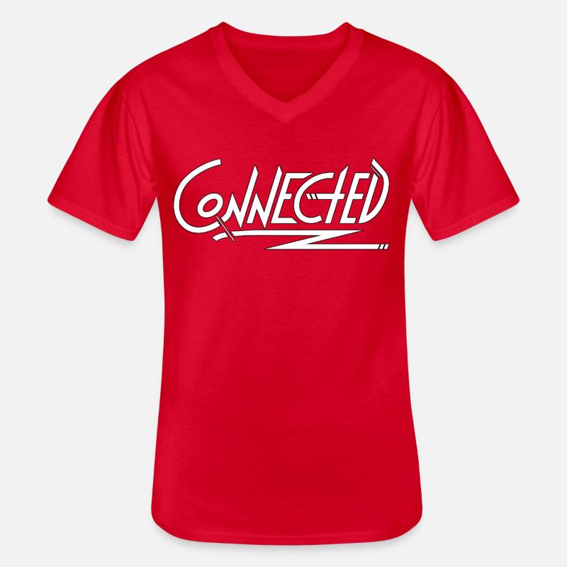 Connected_white_simple - Männer-T-Shirt mit V-Ausschnitt - Rot