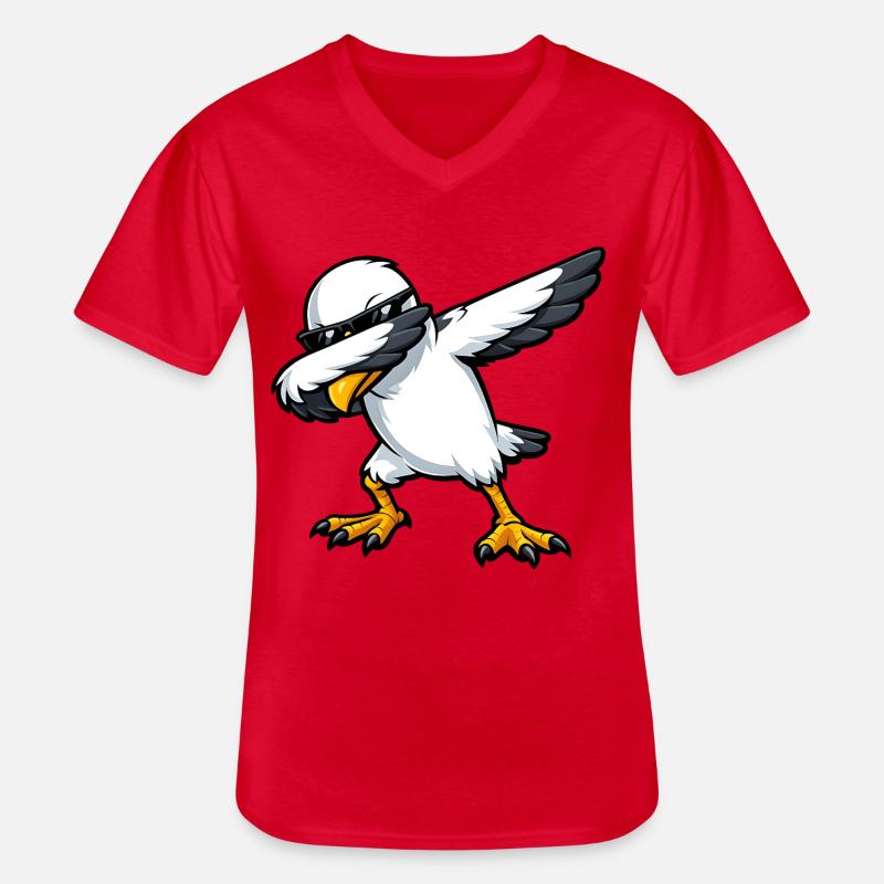Dabbing Möwe - Männer-T-Shirt mit V-Ausschnitt - Rot