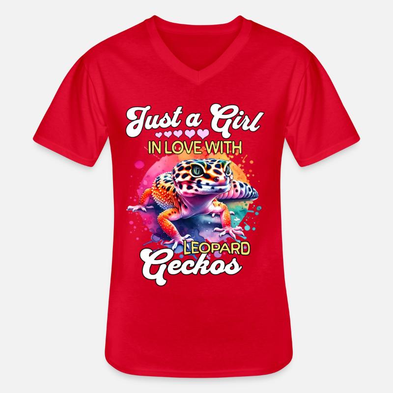 Mädchen Leopardgecko - Männer-T-Shirt mit V-Ausschnitt - Rot