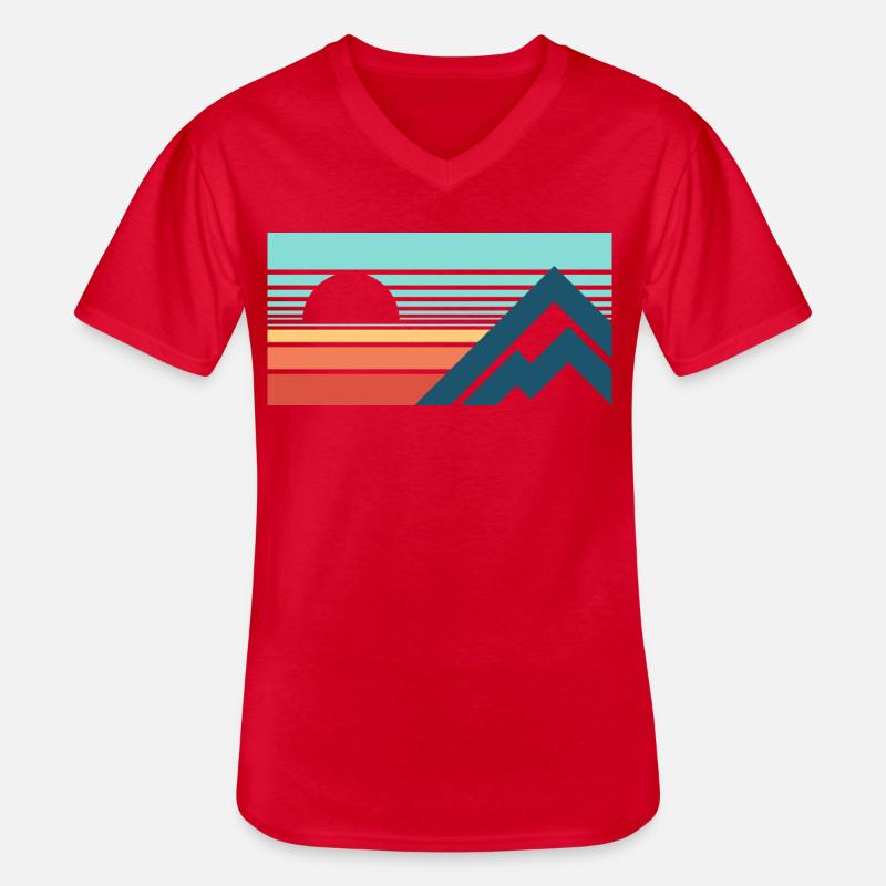 Mountains Sun Abstract - Männer-T-Shirt mit V-Ausschnitt - Rot