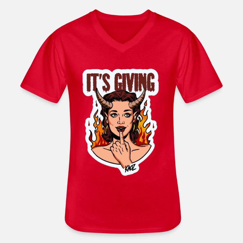 Devilish Diva Flame - Men's V-Neck T-Shirt - red
