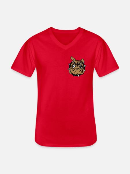 Bulldog Anglais souriant ! - T-shirt col V Homme - rouge
