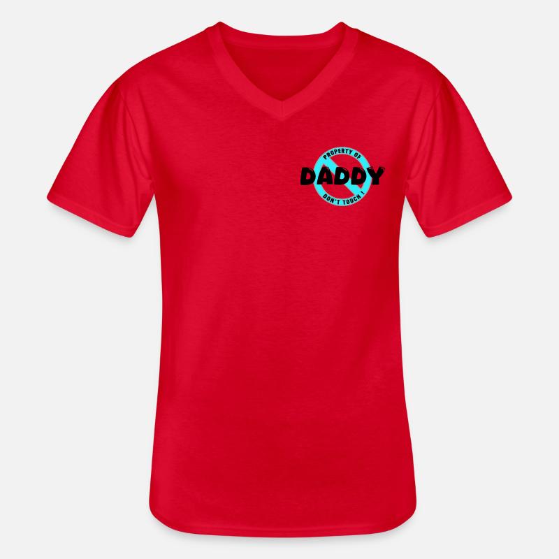Papas Eigentum, schwarz. In - Männer-T-Shirt mit V-Ausschnitt - Rot