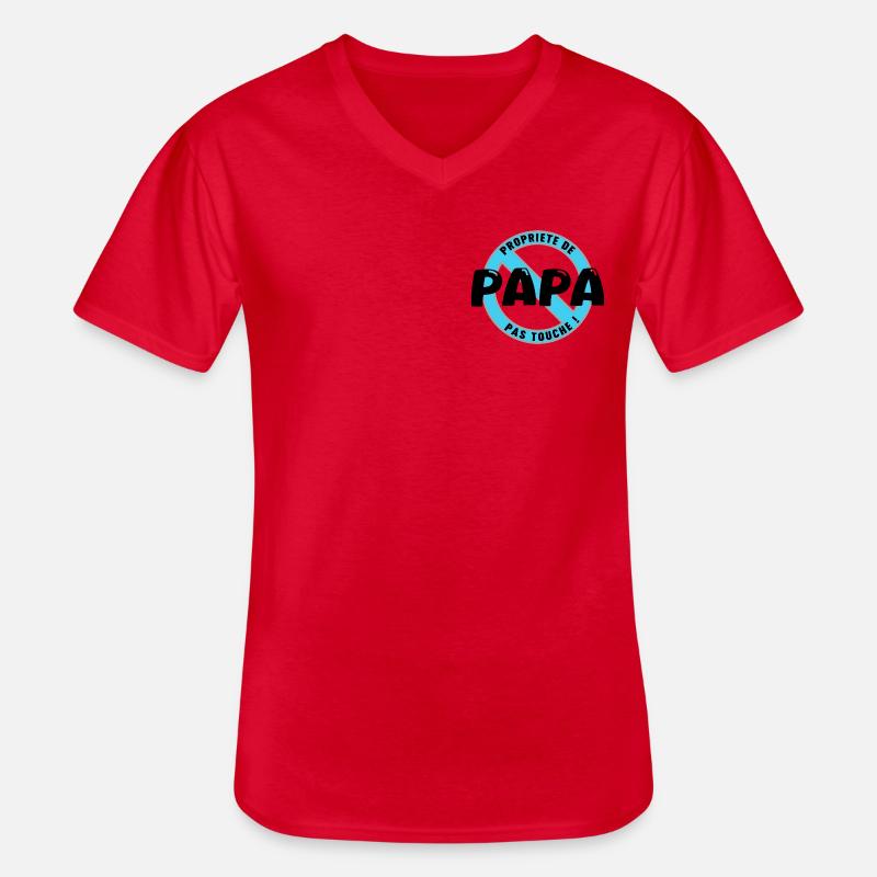 Papas Eigentum, Schwarz - Männer-T-Shirt mit V-Ausschnitt - Rot