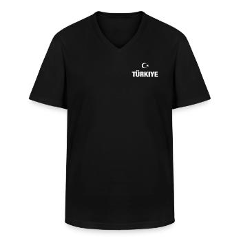 Turquie Turc drapeau de football cadeau - T-shirt col V Homme - noir - Devant - AI Model Male 178 dark (178cm)
