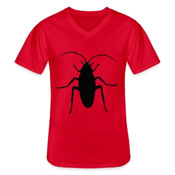Kakkerlak kakkerlak insect plaag dieren fobie - Klassiek mannen T-shirt met V-hals - rood - Voor - AI Model Male 185 light (185cm)