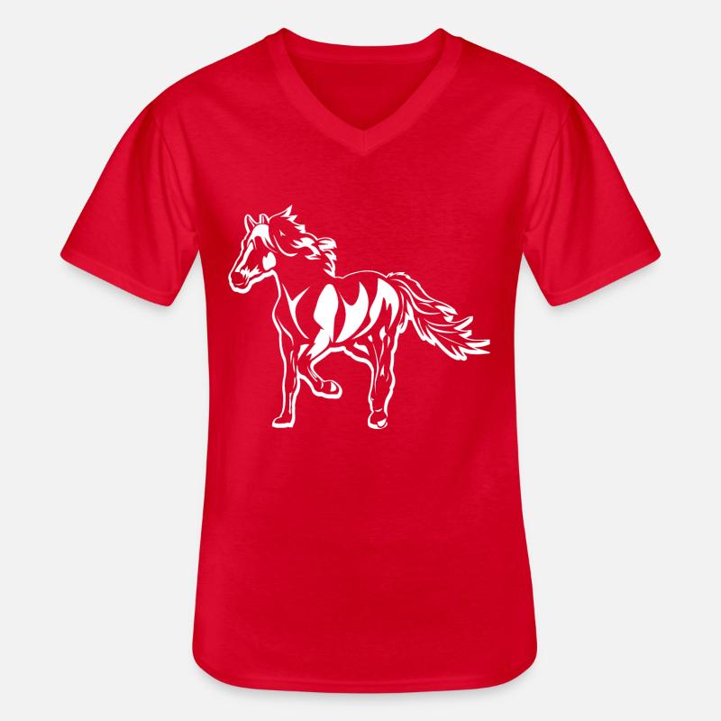 Pferd - Männer-T-Shirt mit V-Ausschnitt - Rot