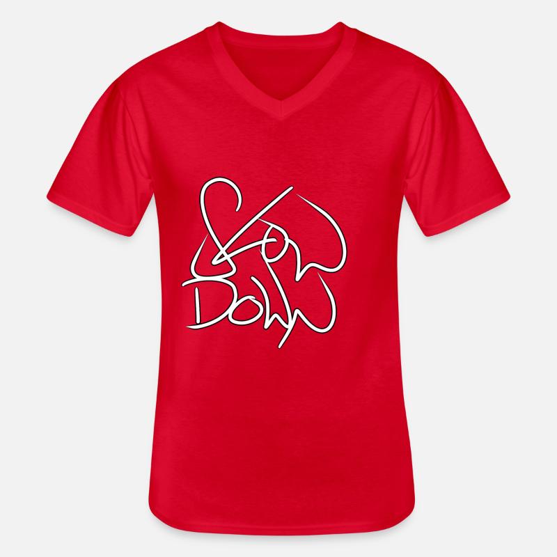 Slow Down - Männer-T-Shirt mit V-Ausschnitt - Rot