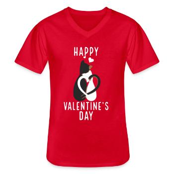 Saint-Valentin, Saint-Valentin, Saint-Valentin - T-shirt col V Homme - rouge - Devant - AI Model Male 185 light (185cm)