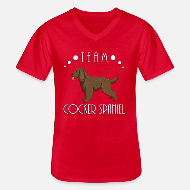 Team Cocker Spaniel - Leber - Männer-T-Shirt mit V-Ausschnitt - Rot