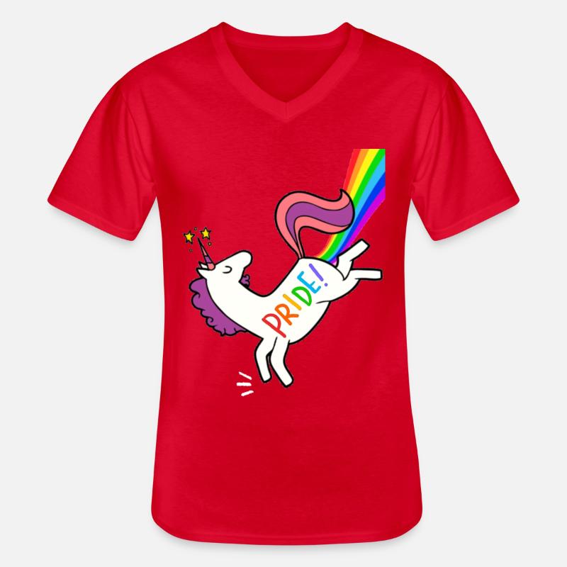 Pride-Einhorn - Männer-T-Shirt mit V-Ausschnitt - Rot