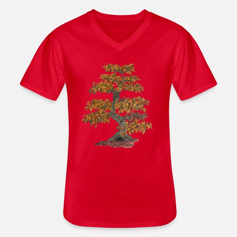 Bonsai Laubbaum mit roten Blättern - Männer-T-Shirt mit V-Ausschnitt - Rot