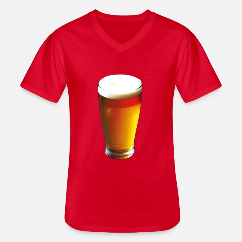Bier Glas Schaum Alkohol Trinker - Männer-T-Shirt mit V-Ausschnitt - Rot