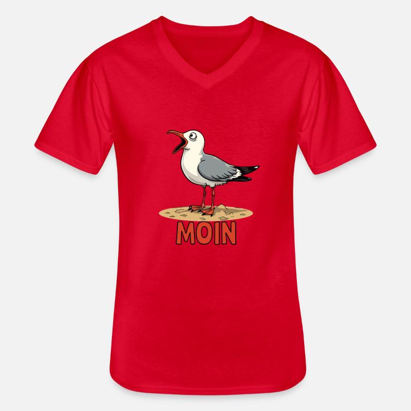 Moin Möwe - Männer-T-Shirt mit V-Ausschnitt - Rot