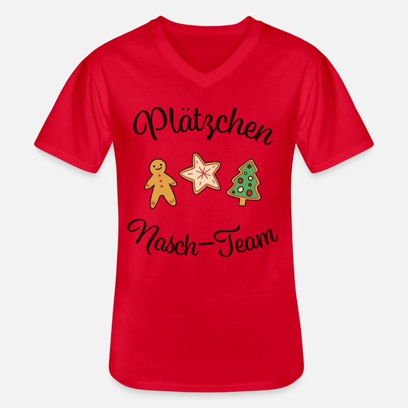 "PLÄTZCHEN - NASCH - TEAM" Weihnachten backen - Männer-T-Shirt mit V-Ausschnitt - Rot
