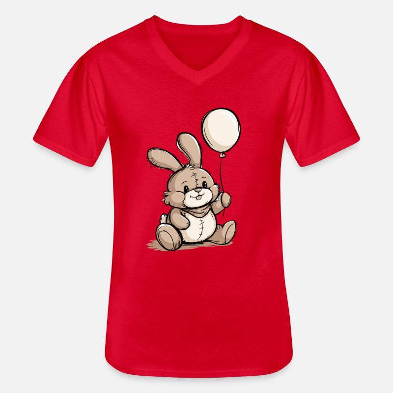 Hase mit Luftballon - Männer-T-Shirt mit V-Ausschnitt - Rot