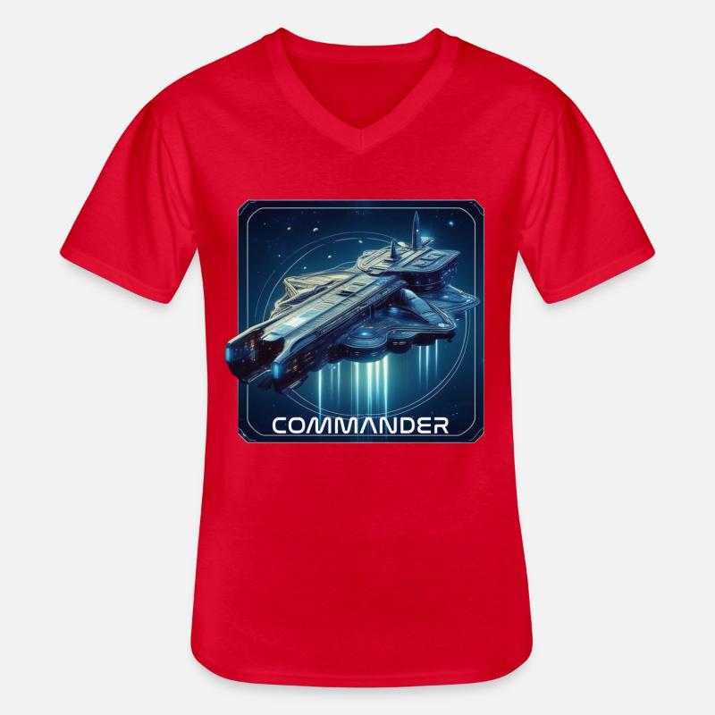 Commander Raumschiff - Männer-T-Shirt mit V-Ausschnitt - Rot