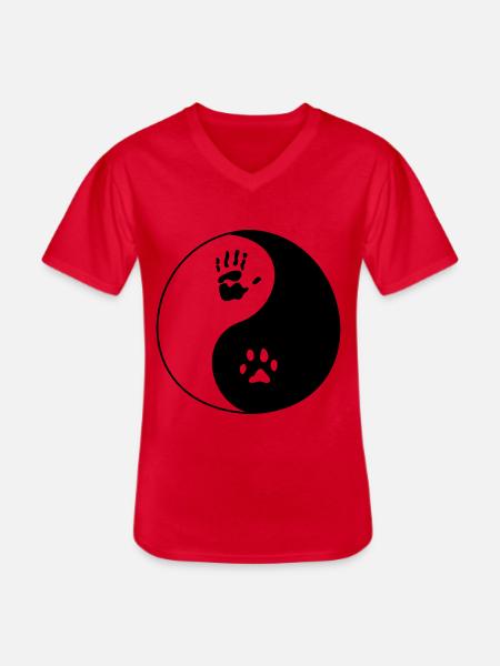 Dog Human Imprint - Men's V-Neck T-Shirt - red