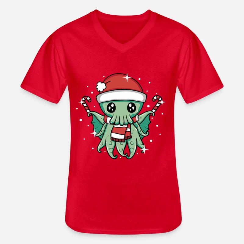 Weihnachten Cthulhu - Männer-T-Shirt mit V-Ausschnitt - Rot