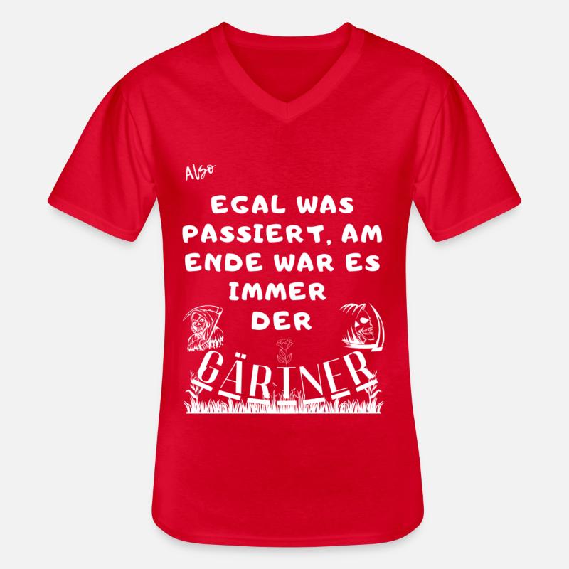 Der Gärtner war es - Männer-T-Shirt mit V-Ausschnitt - Rot