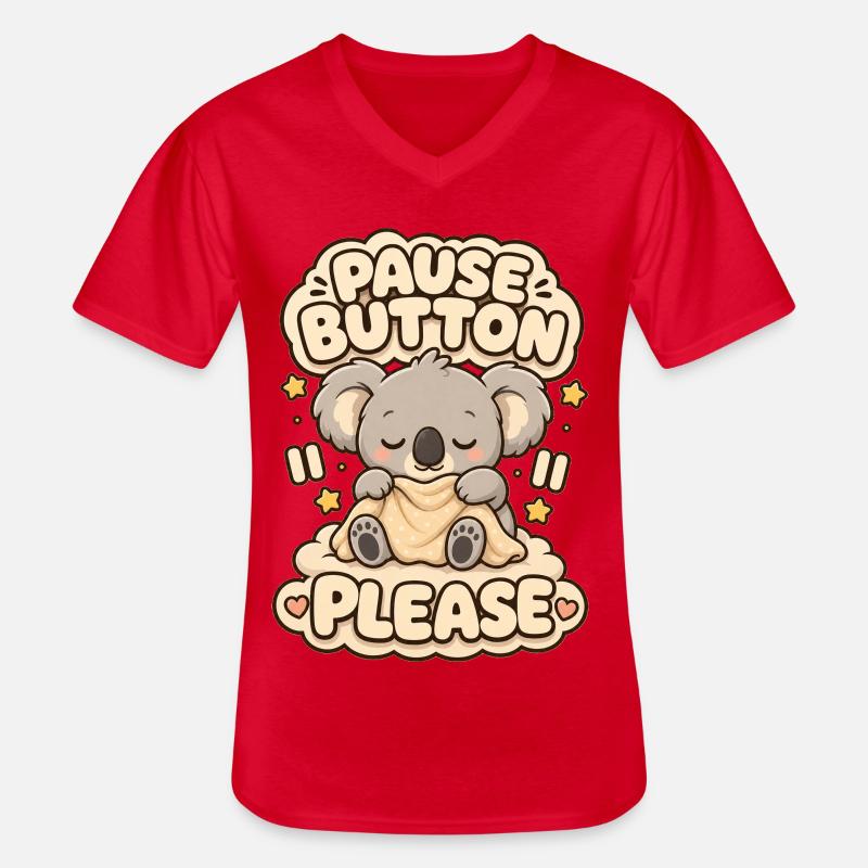 Pause Button Please Koala - Männer-T-Shirt mit V-Ausschnitt - Rot