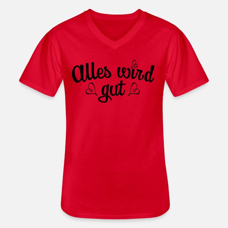 139 Alles wird gut Herzen - Männer-T-Shirt mit V-Ausschnitt - Rot