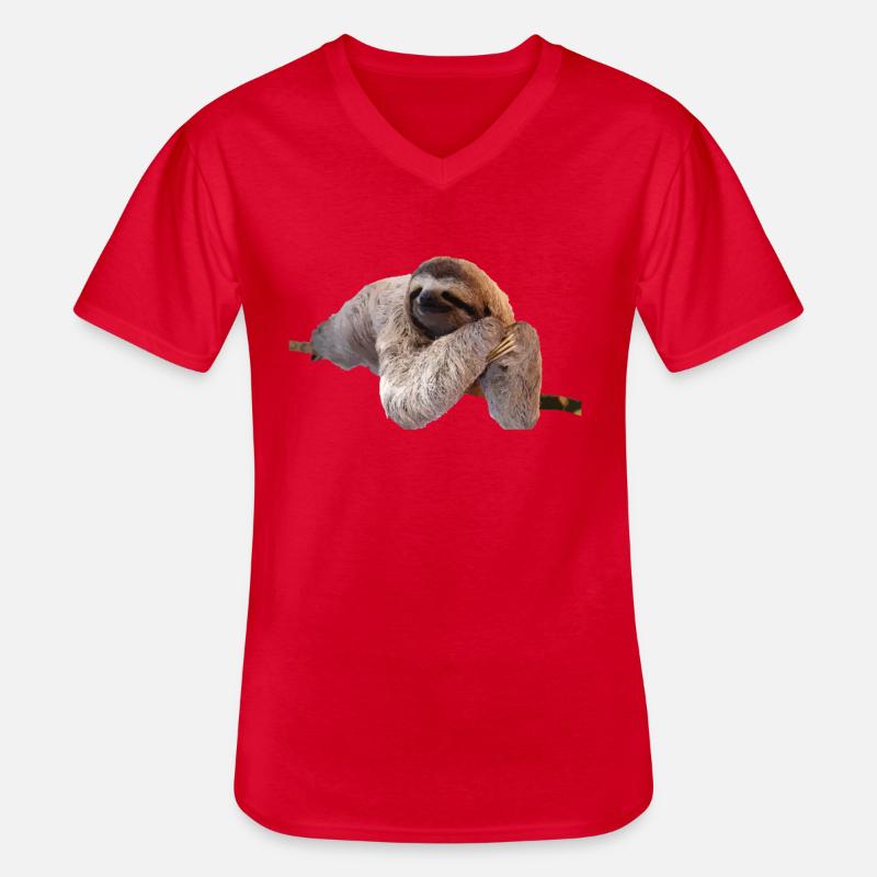 Faultier Sloth Geschenk Idee - Männer-T-Shirt mit V-Ausschnitt - Rot