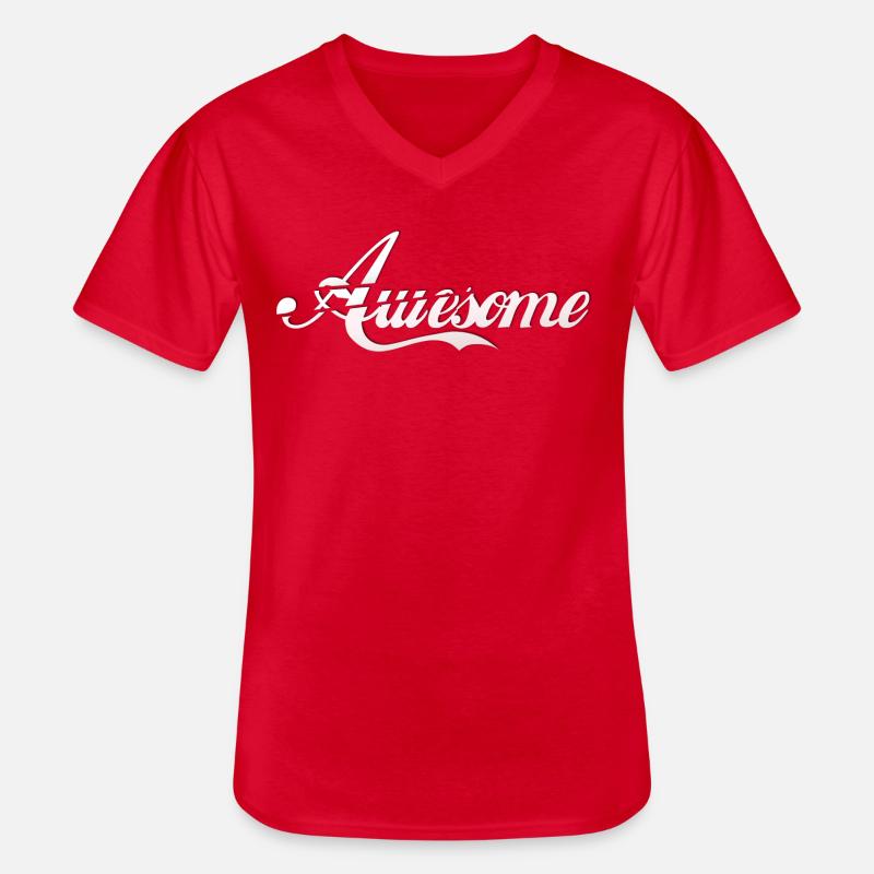 Fantastisches Weiß - Männer-T-Shirt mit V-Ausschnitt - Rot