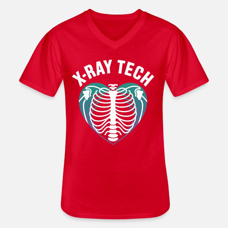 X-Ray Tech Herzröntgen Print - Männer-T-Shirt mit V-Ausschnitt - Rot
